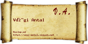 Vági Antal névjegykártya
